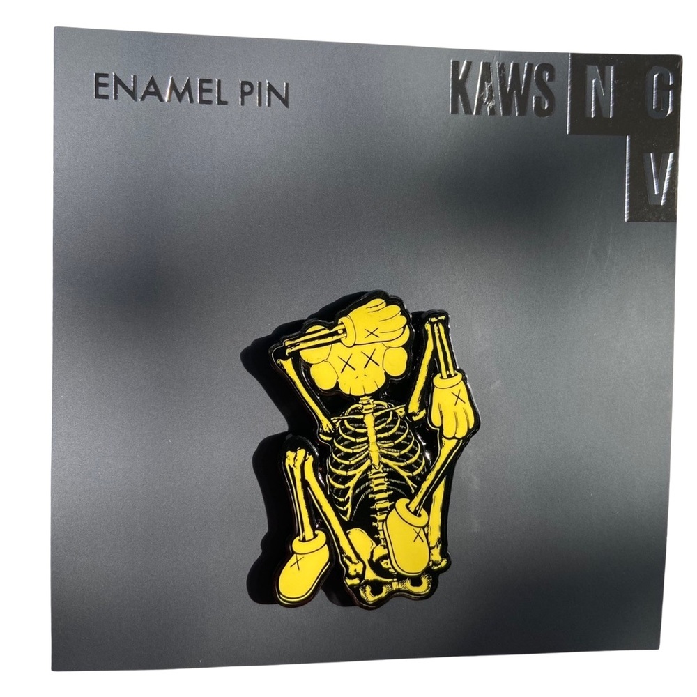 KAWS - Yellow Skeleton NGV Melbourne Limited Edition enamel pin